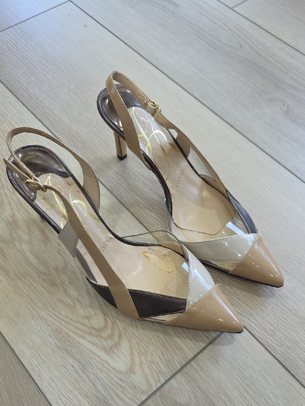 Beige & Neutral Patent Slingback Heels - Women